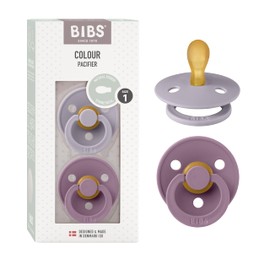 BIBS Colour Pacifiers Pack of 2, BPA-Free, Anatomical Teat. Natural Rubber/Latex, Made in Denmark. 0-6 Months (Pack of 2), Fossil Grey & Mauve