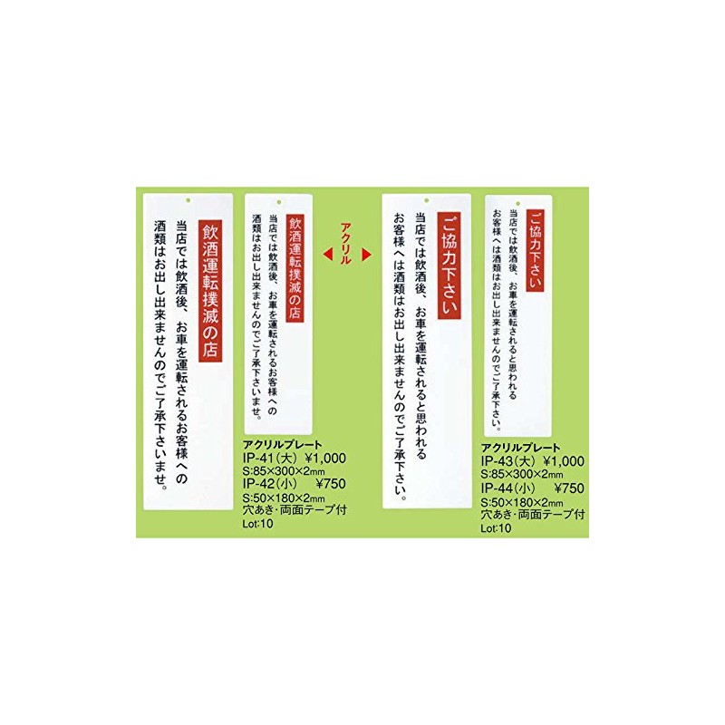 Guidance Plate, Acrylic Plate, Drunk Driving (Small) [IP-42] [Eimu Guidance
