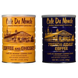 Cafe Du Monde Coffee and Chickory Bundle - New Orleans French Roast Assortment, 15 oz Original and 13 oz, 2 Piece