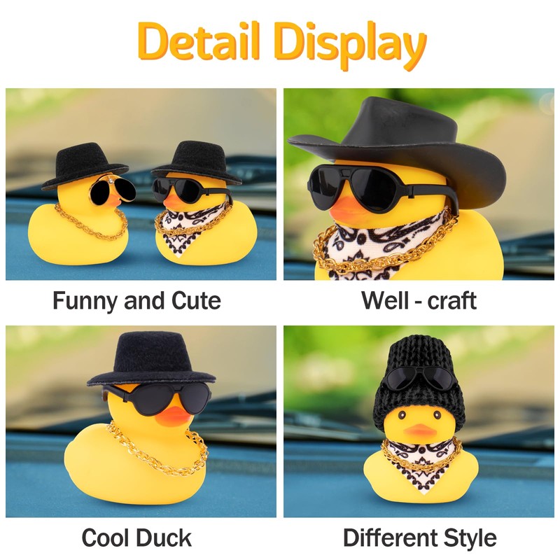wonuu Car Accessory, Yellow Rubber Duck Decoration with Sun Hat,