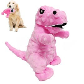 LWBMG Squeaky Dog Toys Stuffed Dog Toys Cute Dinosaur Plush Dog Toy with Crinkle Paper Durable Dog Chew Toys for Small, Middle and Large Dogs Pink