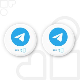Telegram NFC Sticker Pack of 2 - Contactless Share Your Telegram Profile or Group Link - Set Up & Overwrite Yourself - 3 cm Diameter - Ideal for Trade, Teams & Events