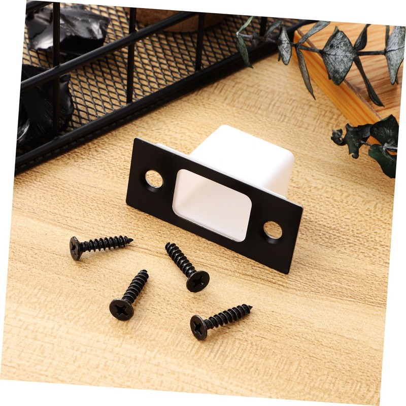 LALAFINA Black Gusset Screw Security Strike Plate Flush Bolt Black