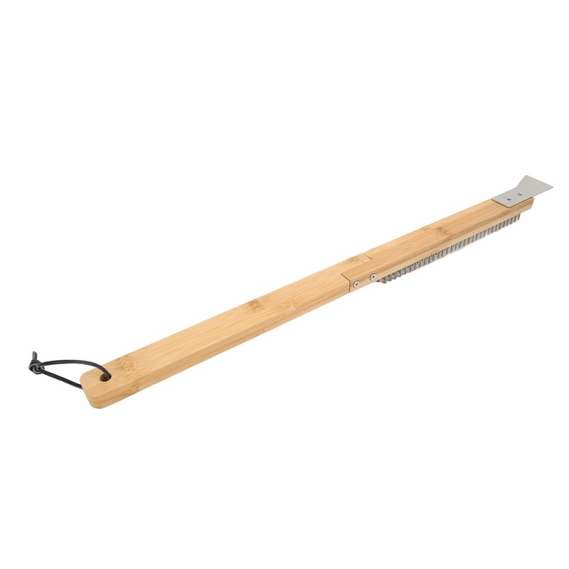 Long Pizza Oven Brush with Scraper Mounted Metal Bristles Pizza