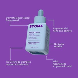 BYOMA Original Brightening Serum Brightening Skin Serum with Hyaluronic Acid, Niacinamide and Ceramides Ideal for Moisture and Radiant Complexion 30 ml Vegan by Bella