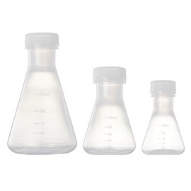 3 Pack Plastic Erlenmeyer Flask, Clear Scale Scientific Conical Flask with Cap for Laboratory School Educational Learning Standard Capacity 50ml, 100ml, 250ml