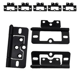 5Pcs Black Flush Hinges,3 Inch Iron Door Hinges for Drawer Cabinet Internal Door