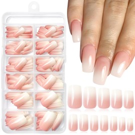 LoveOurHome 240pc Square Press on Nails Medium Fake Nails with Glue & Tabs, Medium Ombre Nails Press on Nails Square Glue on Nails Fake Nails Ombre Acrylic Nail Tips Artificial Fingernail Stick Nail