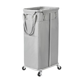 WOWLIVE 100L Rolling Laundry Hamper with Wheels Large Laundry Basket Organizer Laundry Cart with Steel Frame and Removable Bag Foldable Tall Dirty Clothes Hamper Dorm Room Storage for Bedroom (Grey)