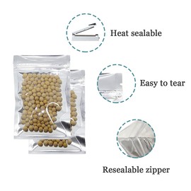 WACCOMT Pack 50pcs 15x22 cm (5.91x8.66 inch) Clear Front Mylar Foil Zipper Lock Bags Resealable Mylar Food Storage Packaging for Zip Bag Reusable Lock Seal Aluminum Foil Pouches for Snack