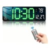 Reloj De Pared Digital Con Termómetro, Alarmas Y Calendario Estructura Negro/verde Fondo Verde