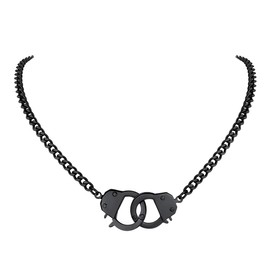 Black Handcuffs Choker Necklace Punk Chain Goth Jewelry 16inch Punk Friendship Pendant Infinity Necklace for Women