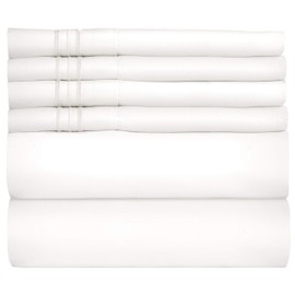 California King Size Sheet Set - 6 Piece Set - Hotel Luxury Bed Sheets - Extra Soft - Deep Pockets - Easy Fit - Breathable & Cooling - Wrinkle Free - Comfy - White Bed Sheets - Cali Kings Sheets