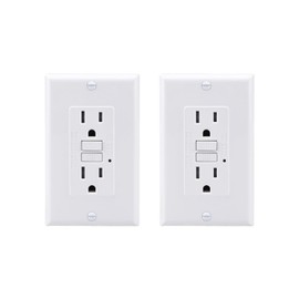 Baomain GFCI Outlet 15 Amp, with Wallplate, Self-Test Indoor Receptacle, Ground Fault Circuit Interrupter with Indicator Light, UL Certified, White (2-Pack)