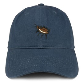 Trendy Apparel Shop Cockroach Embroidered Soft Crown 100% Brushed Cotton Cap - Navy