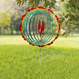 Cardinal Wind Spinner Crystal Tail, Artorama 10 inch 3D Stainless Steel Hanging Wind Spinner Metal Wind Catchers Kinetic Sculpture for Indoor,Outdoor Garden Decor,Yard Art