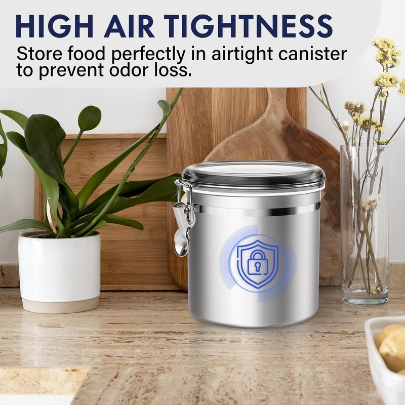 ENLOY 165oz Stainless Steel Airtight Canister for Kitchen, Large Flour
