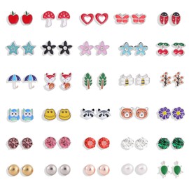 30 Pairs Hypoallergenic Stud Earrings Set for Girls Cute Earrings for Teen Girls Stainless Steel Post Best Jewelry Gifts for Girls