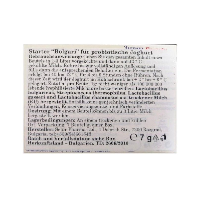 Bolgari Yoghurt Ferment, 7 Bags, Freeze-Dried Starter Cultures for Yoghurt