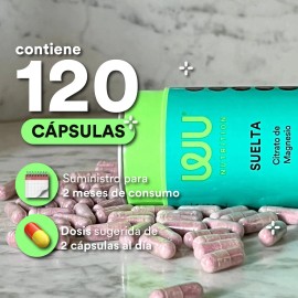 Wu Nutrition® Suelta | Citrato De Magnesio | 120 Cápsulas Sabor Sin sabor