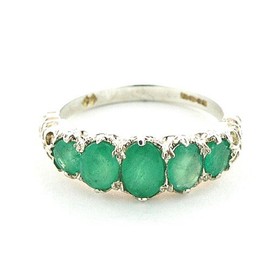 925 Sterling Silver Natural Emerald Womens Promise Ring - Size 7.5