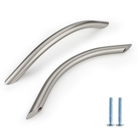 homdiy 10 Pack Brushed Nickel Cabinet Pulls 6 1/4 Inch Solid Metal Kitchen Cabinet Handles Arch Solid Drawer Pulls,Center to Center 6 1/4in(160mm) Kitchen Cupboard Handles
