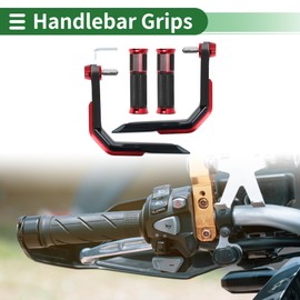 Partuto 7/8" 22mm 15/16" 24mm Motorcycle Hand Grips Cover Kit Aluminum Alloy Rubber Handlebar Grips Red 1 Set