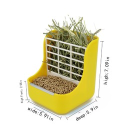 QIXNJALG Rabbit Feeder Bunny Guinea Pig Hay Feeder,Chinchilla Plastic Food Bow， Hay Guinea Pig Hay Feeder (Yellow)