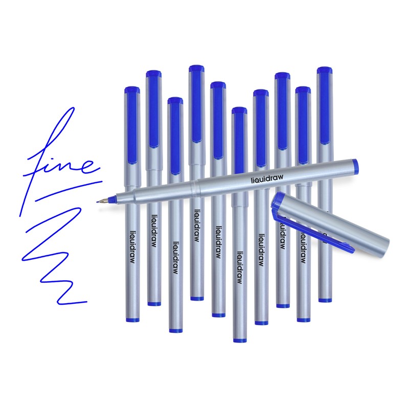 Liquidraw 10 Blue Fineliner Pens Set Fine Point Pens 0.5mm