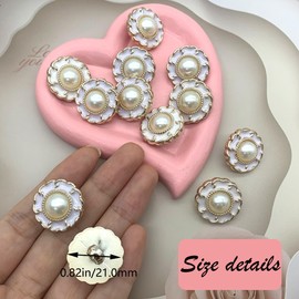 DHER Pack of 12 Decorative Button Buttons for Sewing Shirt Decorative Buttons, Cardigan Knitted Buttons, Coat Trench Coat Pearl Buttons, DIY Jewellery Dress Buttons (White, 21 mm)