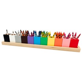 OKKOSTAR Montessori Crayon Holder for Kids - Craft Supply Organizer - Classroom Storage Caddy Case - Perfect for Colored Pencils [Crayons or Pencils NOT Included] (Large)