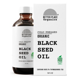BETTER PLACE ORGANICS Organic Black Seed Oil | 100% Virgin Cold Pressed Liquid Pure | Super Antioxidant | External Use on Joints, Hair, Skin, Nails | 16 oz