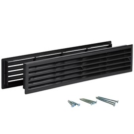 INTERNAL VENTS Door Vent for Interior Doors 16 7/8" x 3" - Two Sided Door Louvers | for Bathroom, Cabinet | Plastic air Vent Grille | Outer Dimensions 17 3/4" x 3 5/8" for 16 7/8" x 3" Opening (Black)