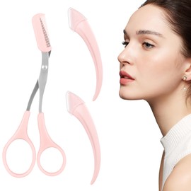 3pcs Eyebrow Scissors, Stainless Steel Brow Trimmer Set with Scissors and Comb, Multifunction Eyebrow Kit for Women Grooming for Precise Shaping, Cutting and Styling