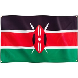 Runesol Kenya Flag, 91 x 152 cm, 4 Eyelets, One in Each Corner, Kenyan Flag, Kirinyaga, East Africa Flag, Premium Flags for Indoor and Outdoor Use, Vibrant Colours