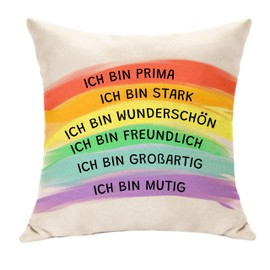 Rainbow Inspirational Gifts for Women Men Cushion Cover Cushion Decoration Daily Affirmations Gifts for Couple Boyfriend Boyfriend Daughter Son Friend Encouragement Gifts (Rainbow)
