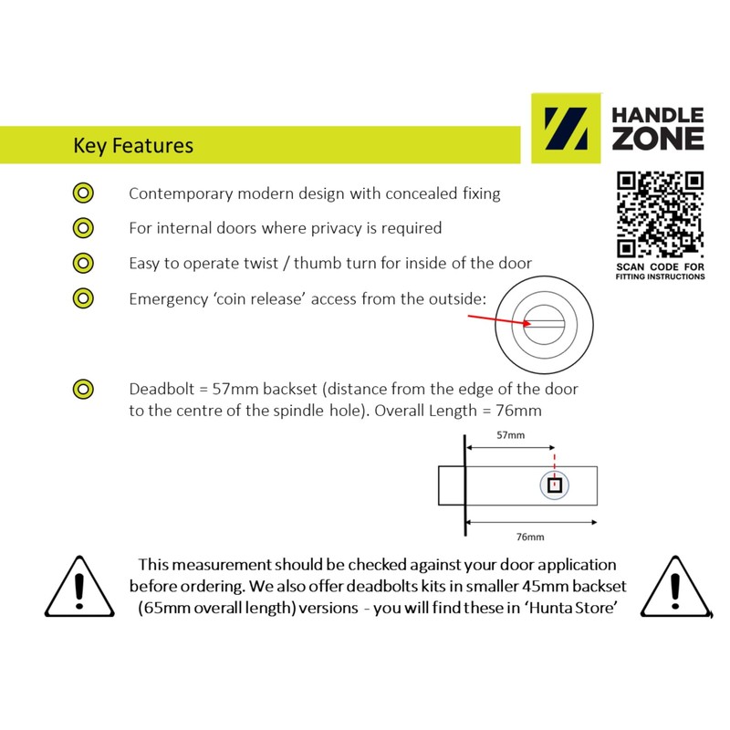 HANDLEZONE® Linear Bar Designer Bathroom Toilet Door Thumb Turn and