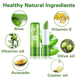 3PCS Aloe Vera Lipstick Color Changing Lipstick Long Lasting Nutritious Lip Balm Lips Moisturizer Magic Lipstick Mood Lipstick