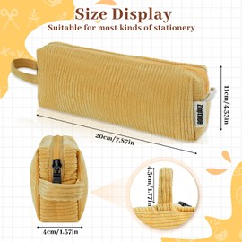 Zloptuoe Pencil Case Pen Pouch, Soft Corduroy Small Pencil Bag, Cute School Supplies Pen Bag Organizer Stationery for Teen Girl Boy Men Women Yellow