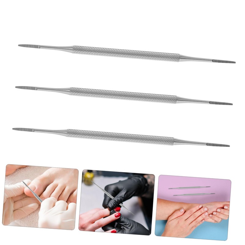 WOONEKY 3pcs Toenail File Tool Professional Nail Cleaning Instrument Double-ended