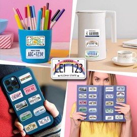 55pcs License Plate Stickers Pack, Cartoon Cute Vinyl Waterproof Decals for Water Bottle,Laptop,Phone,Skateboard,Scrapbooking,Bumper for Kids Teens Adults Fans for Party Supply