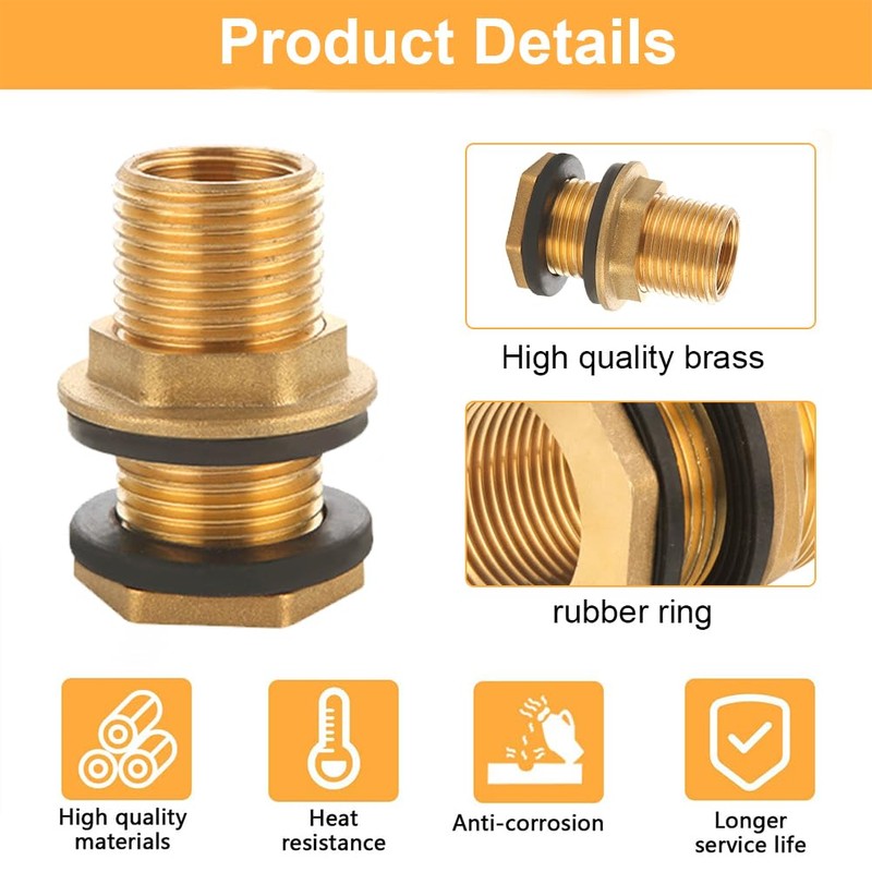 Tulov Pack of 2 1/2 inch water butt feedthrough, multifunctional