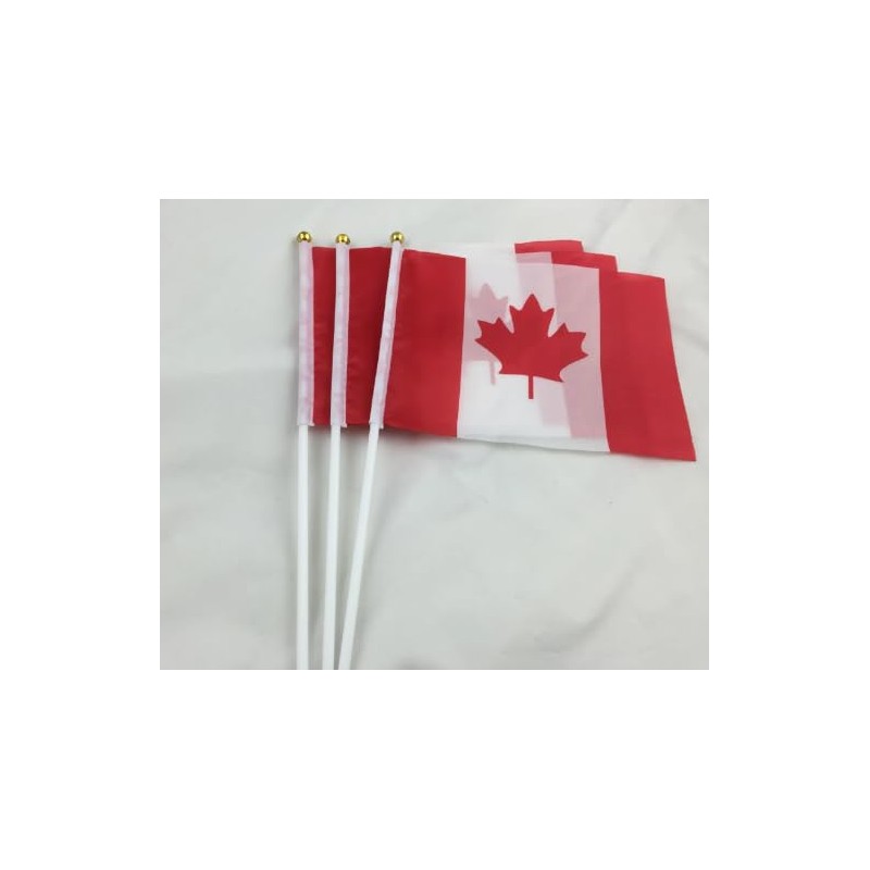 Mini Canada Flags 5.5" x 8.25" Pack of 10 Plastic