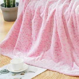 BNuitland Pink Leopard Print Flannel Throw Blanket, 300 GSM Double Sided Fuzzy Fluffy Blanket for Bed Sofa Couch Travel, Super Soft Lightweight Cheetah Print Blanket for Adults and Kids, 50×60 inch