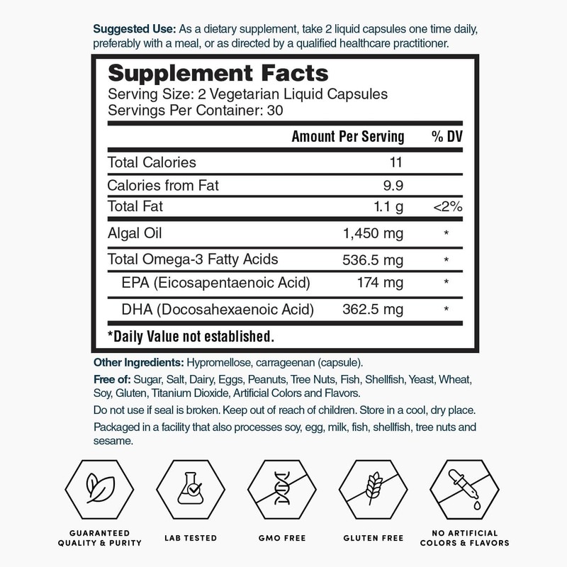 Nature's Lab Gold Plant-Based Omega-3-60 Liquid Capsules