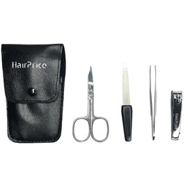 Hairprice - Manicure & Pedicure - Set of 4 Perfect for Travel: Scissors, File, Tweezers, Nail Clippers - Stainless Steel