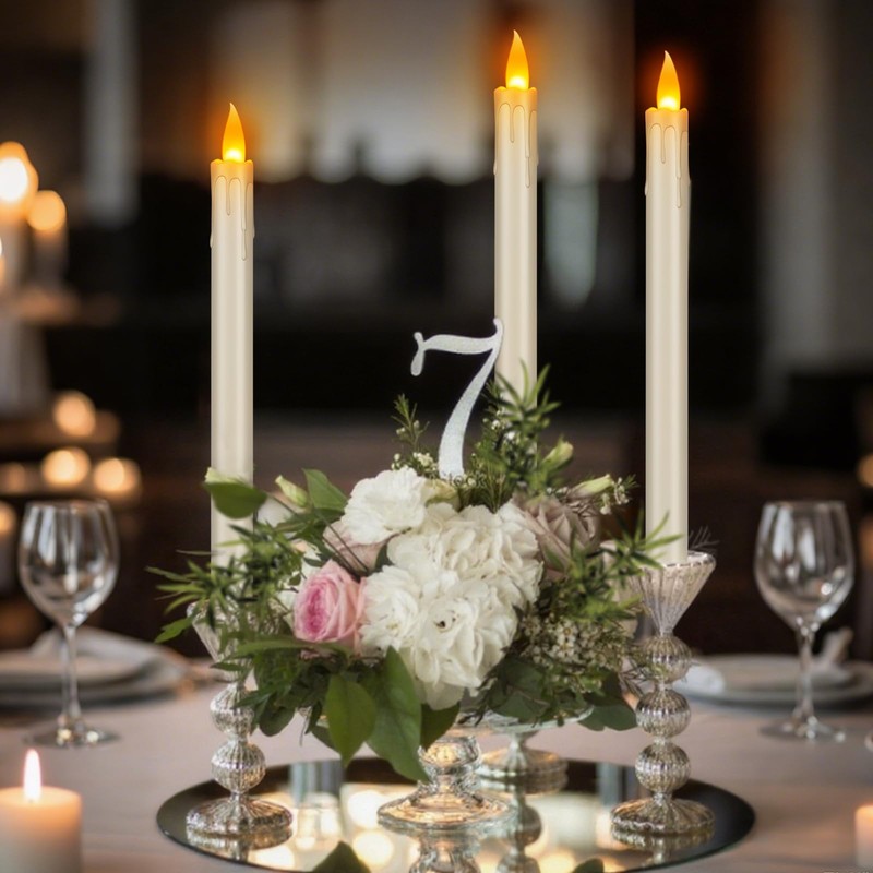 wemarry Flameless Taper Candles Realistic Flickering Flame, Battery Operated, Remote