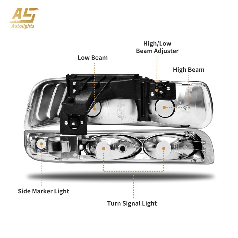 AS Headlight Assembly Compatible with 1999 2000 2001 2002 Chevy