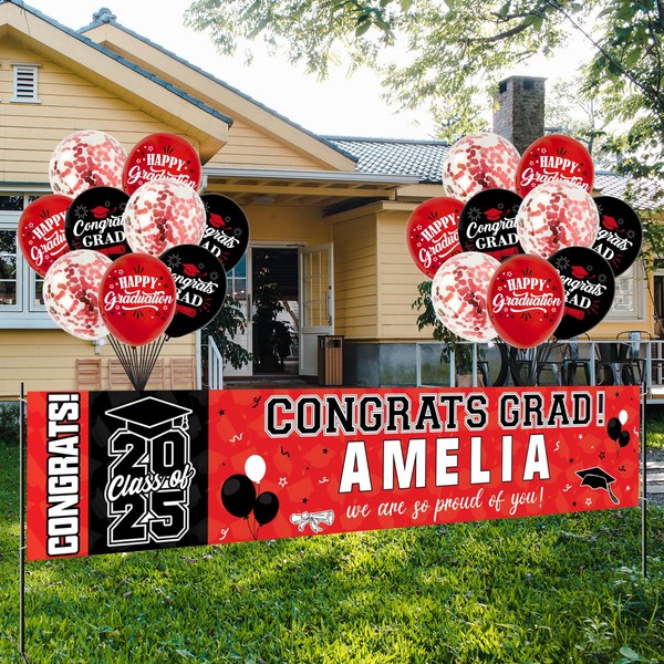 NUTTYBASH NUTTYBASH Graduation Party Decorations, Red Personalized Class of 2025