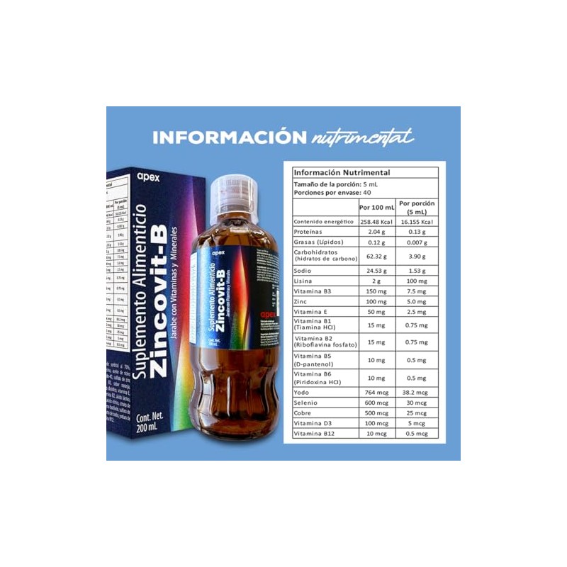 Apex Zincovit-B Jarabe Multivitamínico